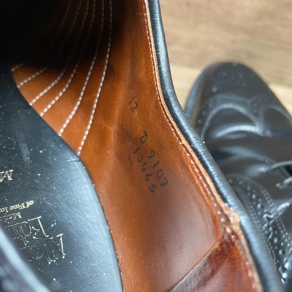 Allen Edmonds MacNeil Black Leather Wingtip‎ Brogue Derby Shoes Mens 12 D Calf